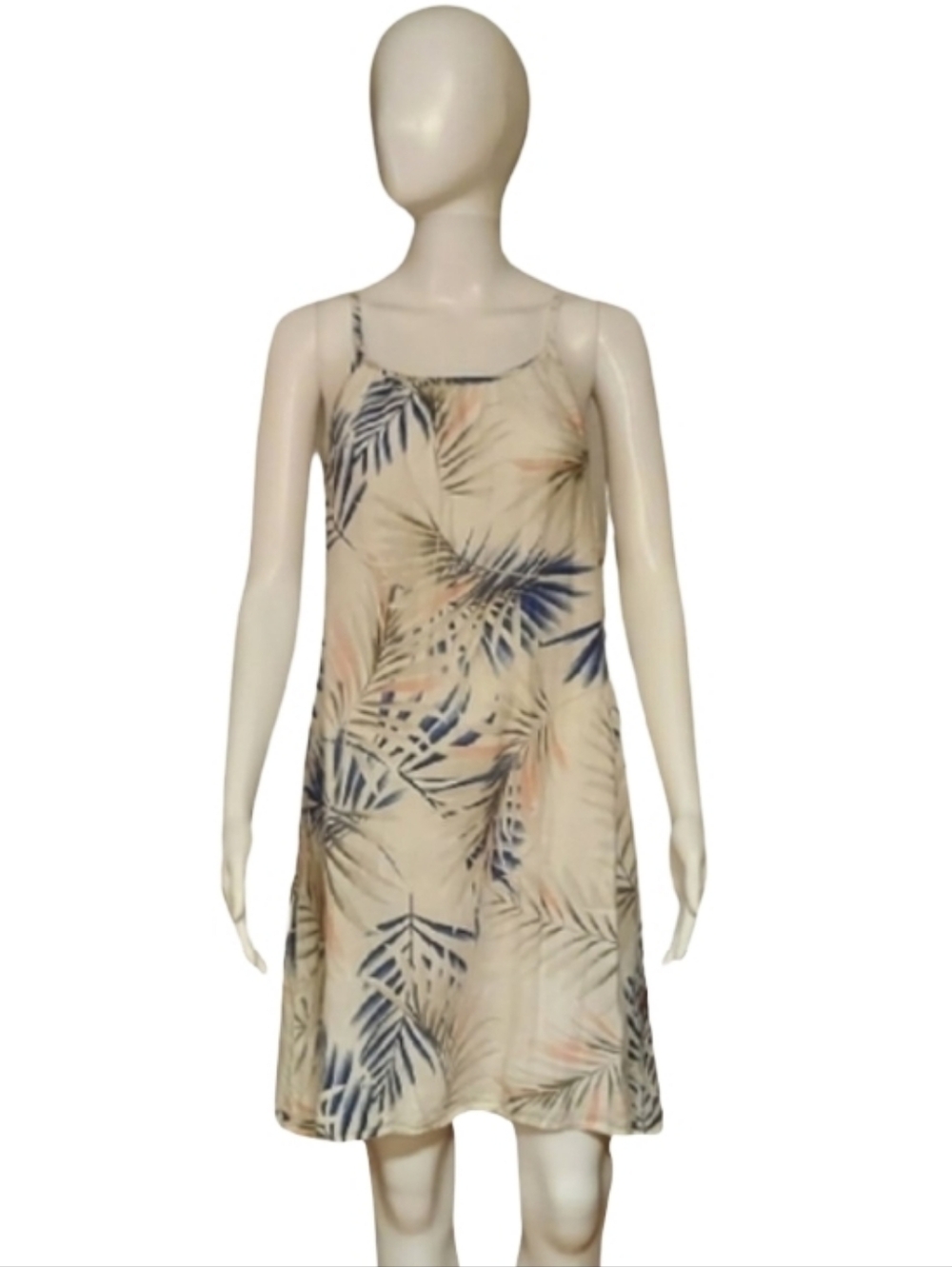 Lungo L'Arno Palm Leaf Print Sleeveless Linen Shift Dress